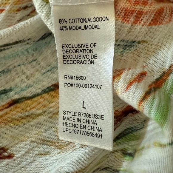 Democracy Multicolor Tropical Leaf V-Neck Flowy Blouse Top Large NWOT - Picture 12 of 12